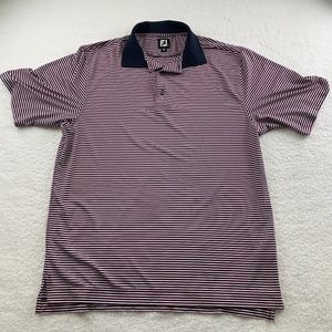 FootJoy Men's Polo Shirt Short Sleeves L Collared , Stripes, Multicolor, button